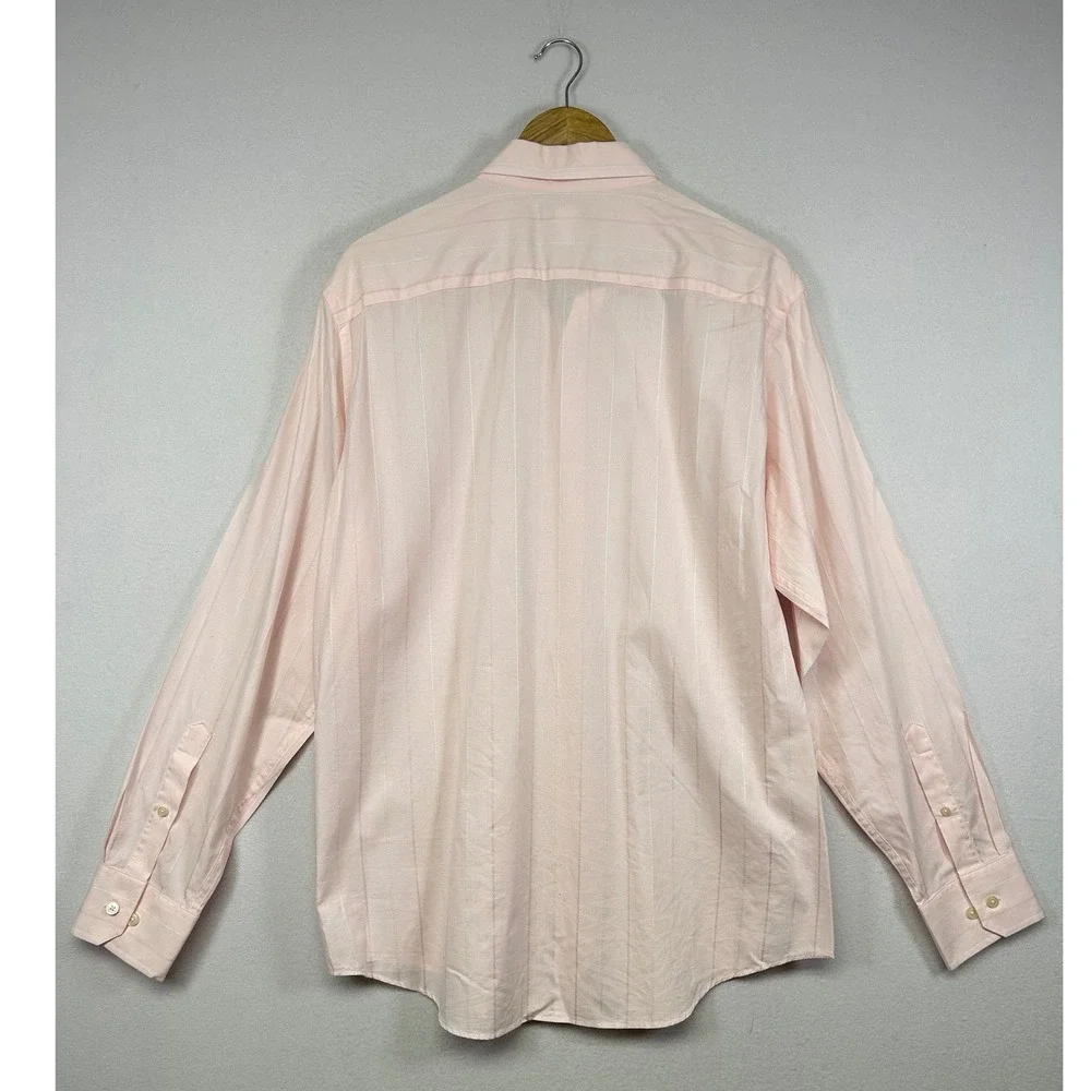 Preppy Banana Republic Mens Large Light Pink Striped‎ Cotton Button Down Shirt